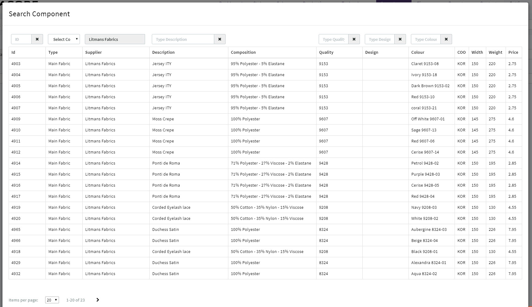 Create a Component Purchase Order Fabacus